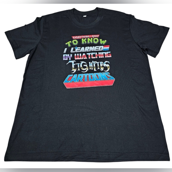 Graphic Black Mens T-Shirt, 80s Cartoon, Size XL, New - Picture 1 of 4